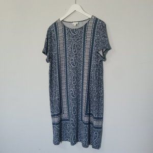 $5 LAST CALL! J. JILL | Blue Paisley Shift Dress